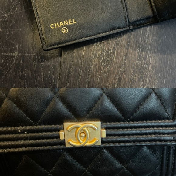 Chanel Black gold Boy Flap Trifold Wallet leather with authentication card - Picture 15 of 16
